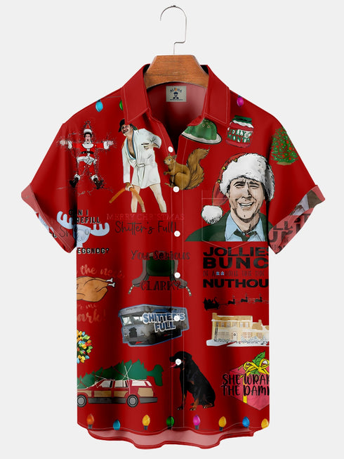Men's Christmas Funny Graphic Short Sleeve Hawaiian Shirt